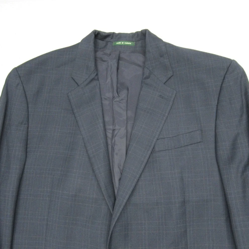 Lauren Ralph Lauren Wool Cashmere Blazer Men 46L Blue‎ Plaid Sport Coat READ